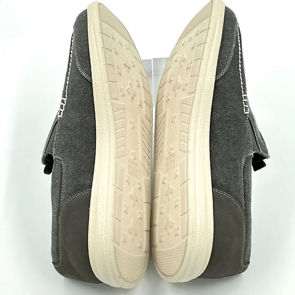 Nunn Bush Mens Size 9.5 Gray Canvas Slip On Loafer Shoes READ NEW $149